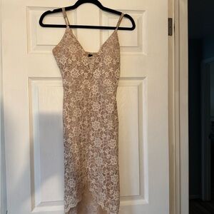 Windsor Tan Slip Dress Spaghetti Strap V-Neck Wedding Guest